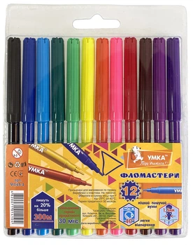 Фломастери УМКА 12кол.ФЛ45-3 Колормікс (12) /ФЛ45-3/