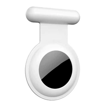 Силиконовый чехол / брелок для Apple Airtag с булавкой для крепления на одежду, белый (88508779)