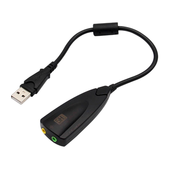 Зовнішня 7.1 канальна звукова карта 5HV2 USB адаптер із двома роз'ємами 3.5 мм, чорна (88525655)