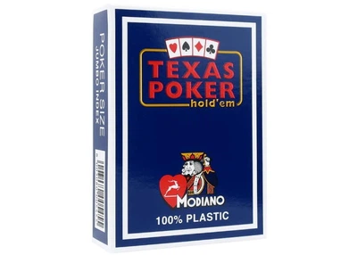 Карты Modiano Карты игральные Modiano Texas Poker 100% Plastic 2 Jumbo Index (blue) (ВР_КИМТППБ)