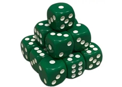 Кубик D6 с точками (зелёный) (1 шт.) (g7dd6dotsgreen)