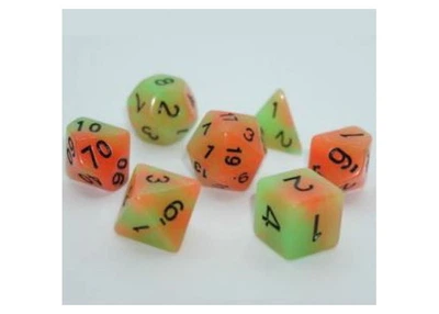 Набор кубиков Double Color Glow in the dark 7 Dice Set - Green-Orange (7 шт.) (g7dglowdc01)