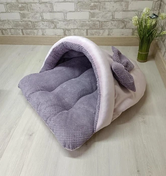Лежак норка з капюшоном для котів та собак Animals_joy S 60*50 cм (013)