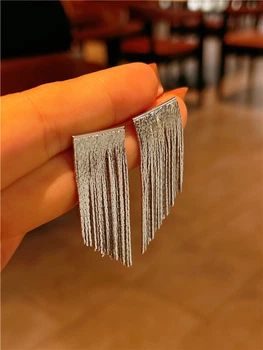 Серьги гвозди с цепочками серьги-шторки Honey Fashion Accessories серебристый (12-202)