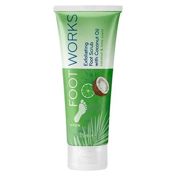 AVON FOOT WORKS Відлущувальний скраб для ніг з кокосовою олією. З ароматом кокоса і лайма 75мл