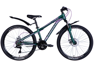 Велосипед Discovery 26" TREK AM DD рама-18" зеленый (матовый) с крылом Pl 2024