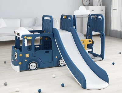 Ігровий комплекс 3в1 Terrio Trainy Blue дитяча гірка дитяча гойдалка для дитини баскетбольне кільце для дітей будиночок дитячий