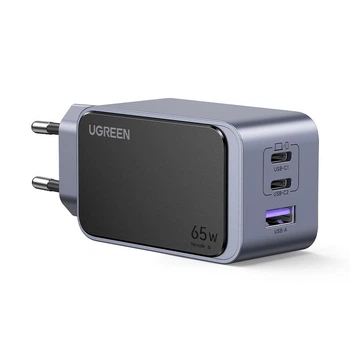 Мережевий зарядний пристрій UGREEN X553 Nexode S USB-A/2xUSB-C 65W GaN Tech QC4.0 PD3.0 Space Gray (35042)