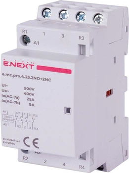 Контактор модульный E.Next e.mc.pro.4.25.2NO+2NC, 4р, 25А, 2NO+2NC, 230В p005222