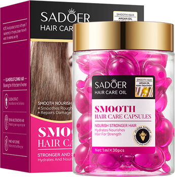 Капсулы для разглаживания волос Sadoer Argan Oil Jojoba Smooth Hair Care Capsules с аргановым маслом и жожоба 1 мл х 30 шт (6976623800553)