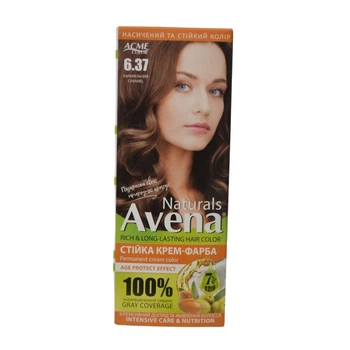 Стійка крем-фарба для волосся "AVENA" Naturals 6.37 Карамельний