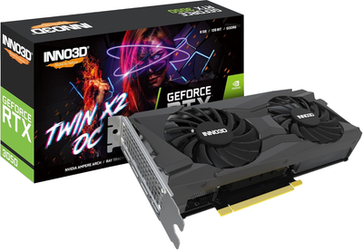 Видеокарта INNO3D PCI-Ex GeForce RTX 3050 Twin X2 OC 8GB GDDR6 (128bit) (1792/14000) (HDMI, DisplayPort, DVI-D) (N30502-08D6X-1711VA41)