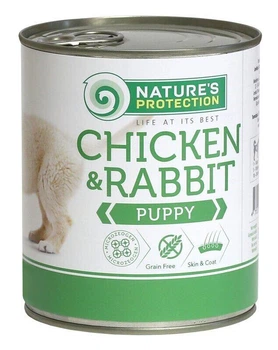 Влажный корм для щенков всех пород с курицей и кроликом Nature's Protection Puppy chicken & rabbit 800г (KIK45091)