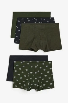 Набор коротких хлопковых боксеров H&M 5 шт M Khaki green/black разноцветный 2016