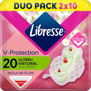 Гігієнічні прокладки Ultra Natural з алоє та ромашкою з крильцями, 20 шт. - Libresse 20 Ultra Thin Aloe Vera & Camomile Normal Soft 20шт (1007117-44056)