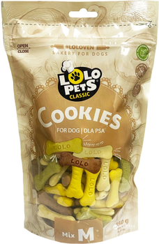 Лакомство для собак LoLo PETS бисквитное печенье косточки mix M 350 г (5904479808011)
