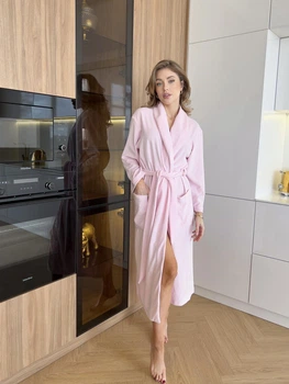 Велюровий довгий жіночий халат Pink 2XL (CS)