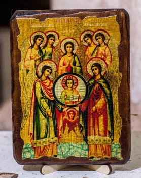 Икона Собор Архангела Михаила на дереве под старину (170*230 мм)
