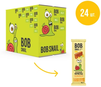 Упаковка натурального мармеладу Bob Snail Яблуко-Груша-Лимон 38 г х 24 шт. (4820219341420)