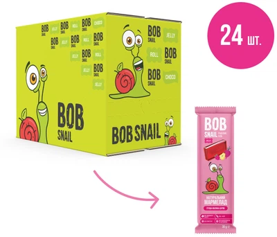 Упаковка натурального мармеладу Bob Snail Груша-Малина-Буряк 38 г х 24 шт. (4820219341383)