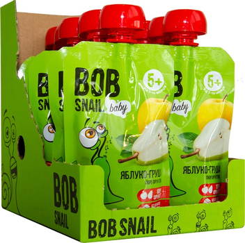 Упаковка фруктового пюре Bob Snail Яблоко-груша 90 г х 10 шт (4820219343110)