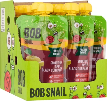 Упаковка фруктового пюре Bob Snail Смузі Яблуко-Чорна Смородина пастеризоване 200 г х 12 шт (4820219347019)