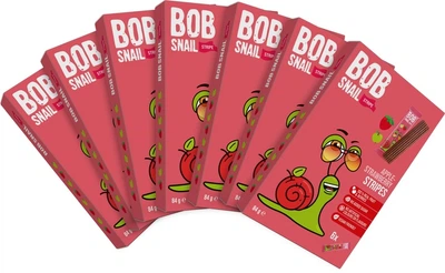 Упаковка фруктово-ягодных конфет Bob Snail Яблочно-клубничный страйп 84 г х 7 шт (4820219347699)