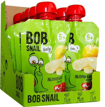 Упаковка фруктового пюре Bob Snail Яблоко-Банан 90 г х 10 шт (4820219343127)