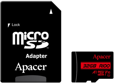 Карта памяти Apacer microSDHC 32GB Class 10 UHS-I + SD adapter (AP32GMCSH10UB-R)
