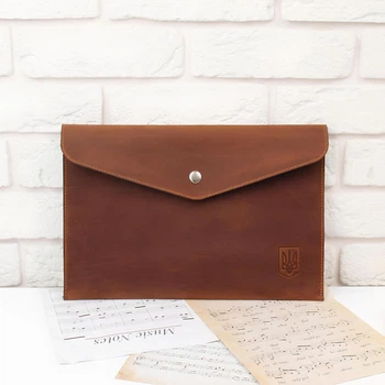 Папка для бумаг Crazy Horse натуральная кожа Leaflet Leather Коньячный