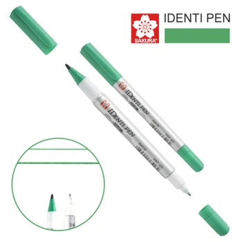 Маркер Sakura перманентний IDENTI PEN, двосторонній, 0,4/1 мм, Зелений (084511365162)