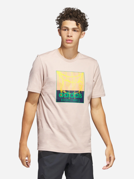 Koszulka męska bawełniana Adidas Chain Net Basketball Graphic Tee IC1863 M Beżowa (4066745079097)