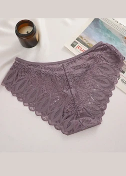 Кружевные женские трусики слипы Summer Leaf (1380-48-05) Сливовый XL FINETOO (48)