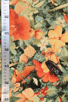 Коттон-вискоза красные цветы 130г/м2 145см 1пог.м