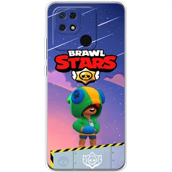 Силиконовый Чехол с Картинкой для Xiaomi Redmi 10C Принт (Бравл Старс Леон, Brawl Stars Leon) (44304-ysm025)