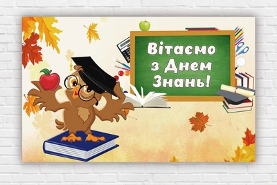 Бумажный плакат ко дню знаний / 1 сентября "Сова" 120х75 см