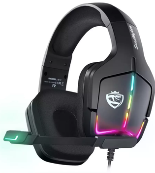 Ігрові навушники Gaming Headset Grand S12 black для комп'ютера з підсвічуванням
