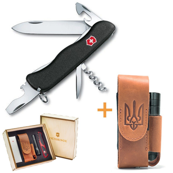 Комплект Victorinox Нож Nomad-Pickniker 0.8353.3 + Чехол для ножа универсальный на липучке + Фонарик