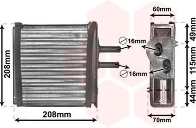 Радиатор печки Van Wezel 17006150 Fiat Punto 46721212, 46722095