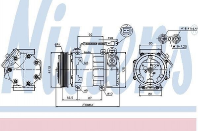 Компрессор кондиционера NISSENS 89047 Peugeot 406, 206, 807, 607, 806, Expert; Citroen Jumpy, C8, C5, Xsara; Fiat Scudo 6453CL, 6453JF, 6453KT