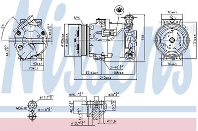 Компрессор кондиционера NISSENS 89215 Opel Astra, Zafira 13189393, 13297441, 24466993