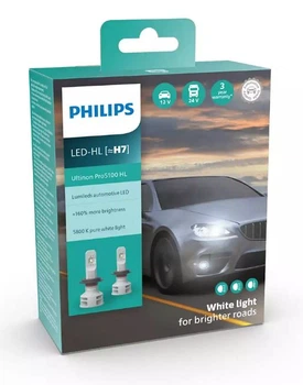 Лампа LED H7 радіатор 24W/5000Lm/5800K Ultinon Pro5100 + 160% IP67/8-48V "PHILIPS"