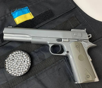 Страйкбольный Пистолет Colt M1905 VIGOR V2125 металл, пластик стреляет пульками 6 мм Серый