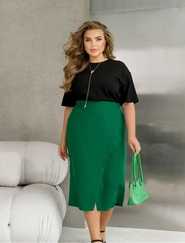 Спідниця на двух гудзиках ST-Style 62553 50-52 Зелена