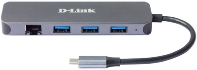 Hub USB D-Link DUB-2334 5-in-1 USB-C with Gigabit Ethernet/Power Delivery Silver