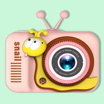 Детский цифровой фотоаппарат камера с чехлом Улитка Сhіldrеn`s fun XI4 для девочки, Розовый