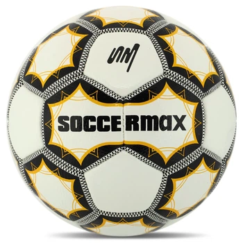 Мяч футбольный №5 PU ламин. SOCCERMAX (№5, 5 сл., сшитый вручную, Белый-золотой) (FB-8079_Белый-золотой)
