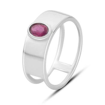 Срібна каблучка з натуральним рубіном 0.5ct, вага виробу 4,16 гр (2165262)