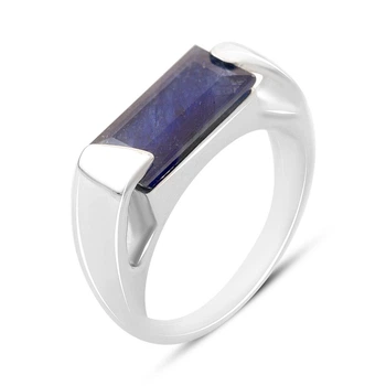 Срібна каблучка з натуральним сапфіром 3.392ct, вага виробу 5,74 гр (2162520)