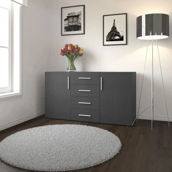 Комод на четыри ящика с двумя дверками Moreli FS-004 Антрацит Ш1500*В840*Г520мм